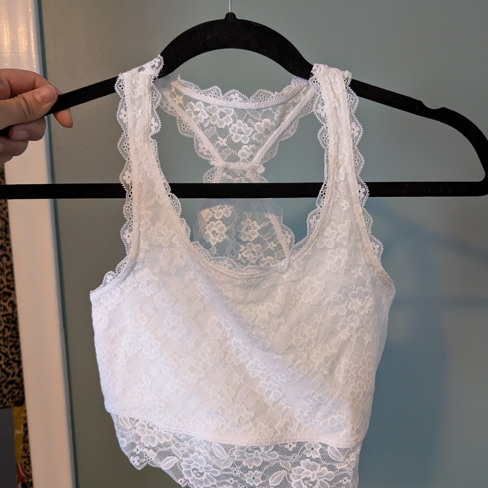 Abercrombie White Lace Crop Top